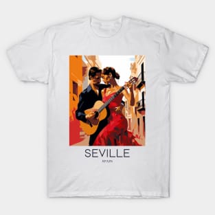 A Pop Art Travel Print of Seville - Spain T-Shirt